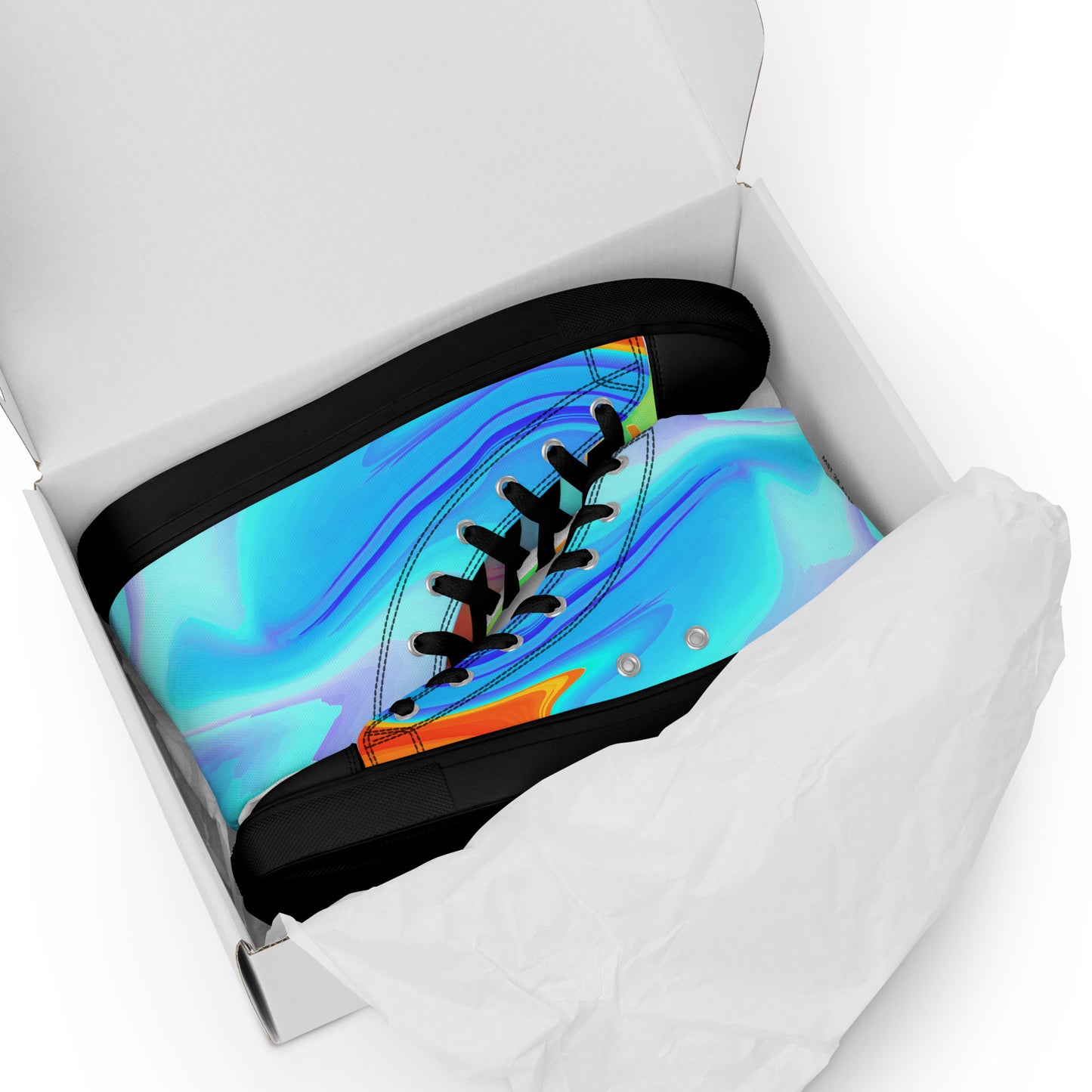 Baltic Coral 1's (Black Bottoms) - Women’s high top canvas shoes