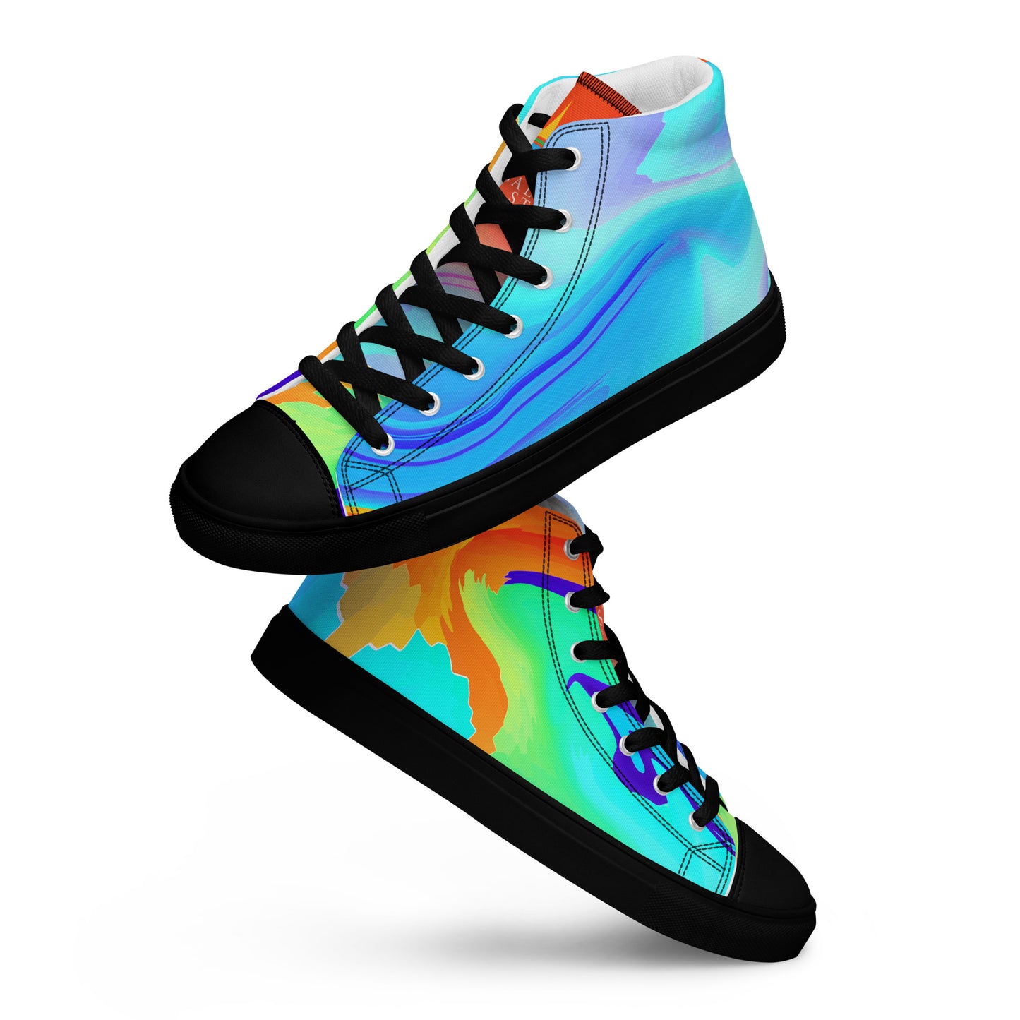 Baltic Coral 1's (Black Bottoms) - Women’s high top canvas shoes